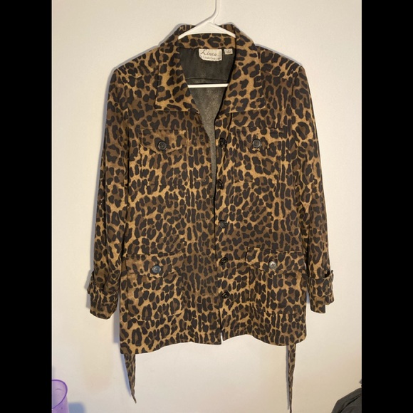 Leopard animal print sexy as F jacket trench 3/4 length size s. Trench coat - Picture 3 of 11